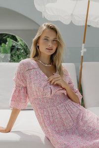 Ophélie Midi Dress - Pink