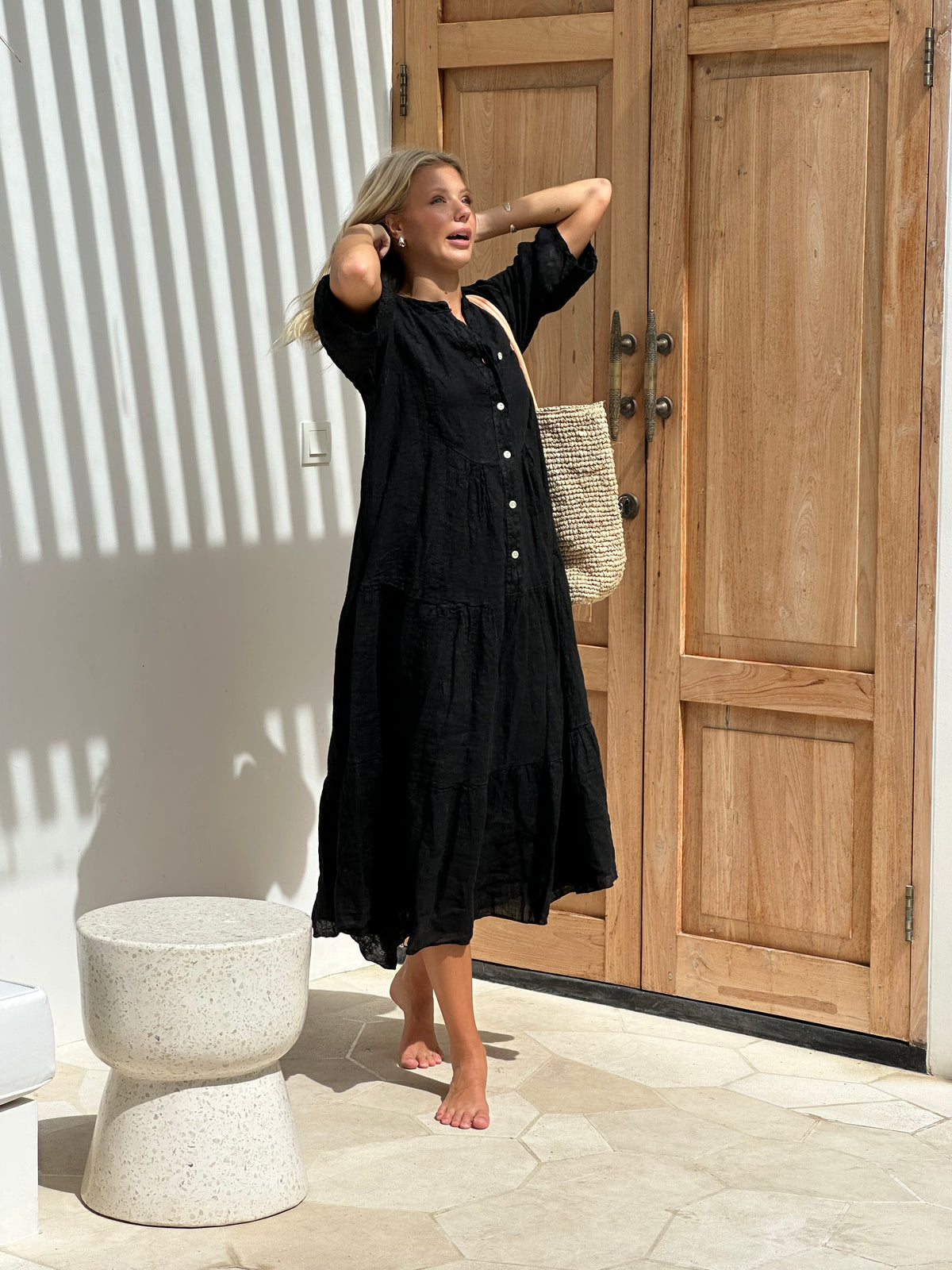 Alessandra Tiered Dress Noir