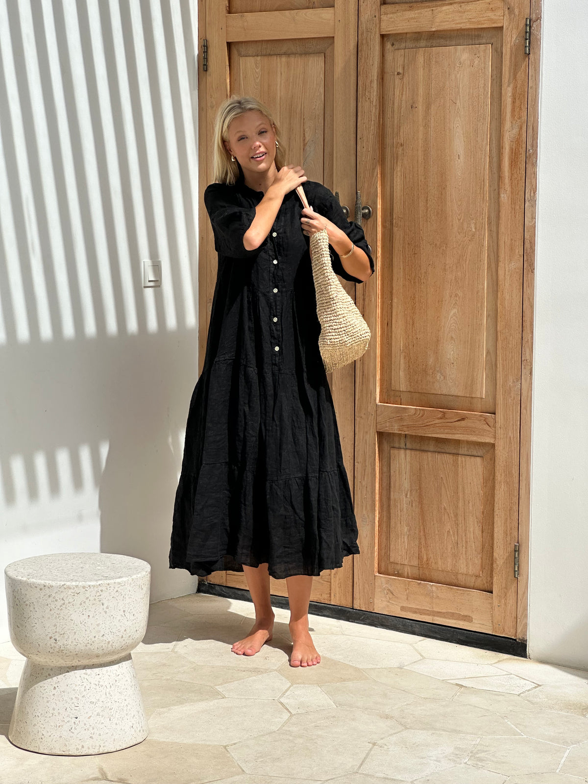 Alessandra Tiered Dress Noir