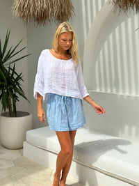Aria Linen Gauze Top Blanc