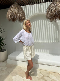 Aria Linen Gauze Top Blanc