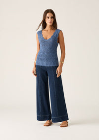 Bruna Pointelle Top Harbour blue